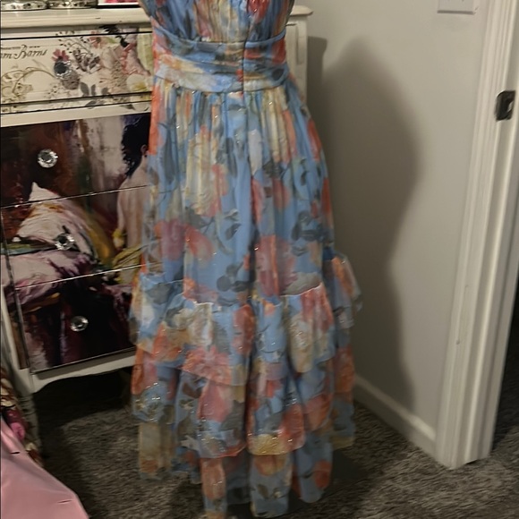 Lulu's Blue and Pink Tiered Maxi Sundress for Weddings - Picture 9 of 14